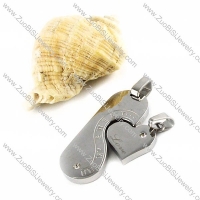 Silvertone Heart Stainless Steel Couple Pendants - p000016