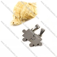 Silver Jigsaw Stainless Steel Couple Pendants - p000037