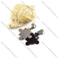 Black and Silver Jigsaw Stainless Steel Couple Pendants - p000038