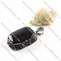 Smooth Black Stone Stainless Steel Pendant - p000093