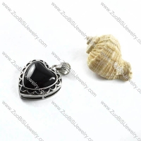 Twinkling Black Stone Stainless Steel Heart Pendant - p000098