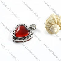 Rubine Stone Stainless Steel Heart Pendant - p000099