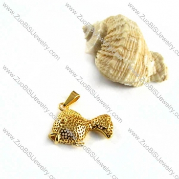 Gold Kiss Fish Pendant in Stainless Steel - p000101