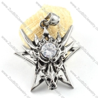 Crystal Zircon Stainless Steel Dragon Pendant - p000137