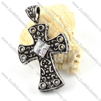 Crystal Zircon Cross Pendant in Stainless Steel - p000147