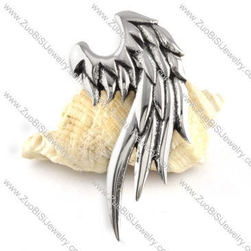 Crow Stainless Steel Feather Pendant - p000159