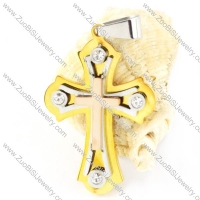 Yellow Gold Stainless Steel Cross Pendant - p000169