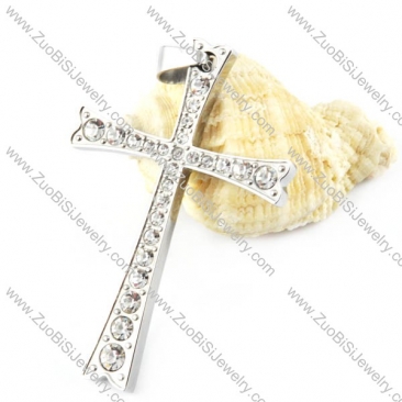 Crystal Stainless Steel Cross Pendant - p000170