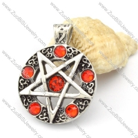 Ancient Egyptian Pentacle Pendant with Red Rhinestones -p000352