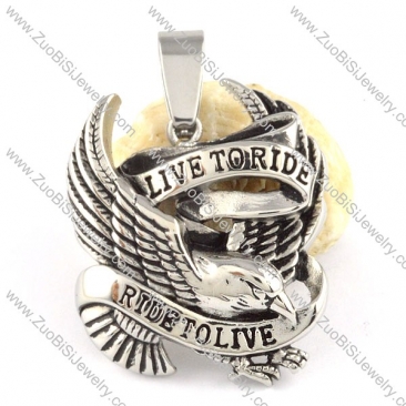 Stainless Steel LIVE TO RIDE Eagle Pendant-p000367