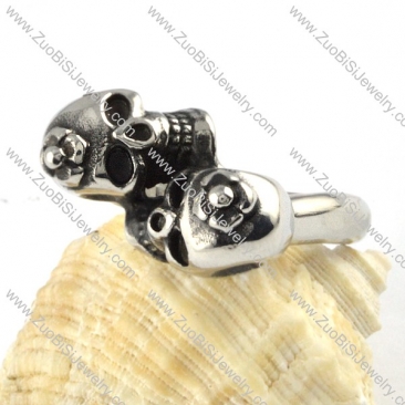 Stainless Steel Double Skulls Ring - r000059