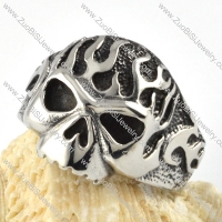 Stainless Steel Fire Skull Ring for Bikers - r000061