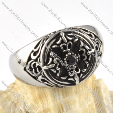 Black Solid Rhinestone Cross Ring in steel - r000071