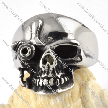 Steel One-eyed Skull Ring - r000076