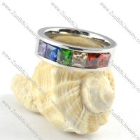 Stainless Steel Rainbow Zircon Ring - r000171