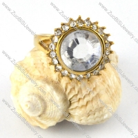 Sun Flower Zircon Ring in Stainless Steel - r000177