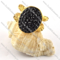 Black Artificial Diamond Ring in Steel - r000194