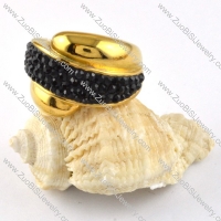 Yellow Gold Stainless Steel Stone Ring - r000195