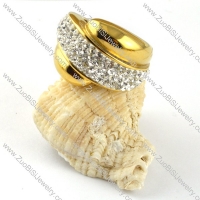 Gold Stainless Steel Clear Zircon Ring - r000197