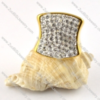 Clear Rhinestone Stainless Steel Ring in yellow gold plating - r000199