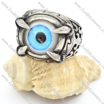 Stainless Steel Light Blue Eye Ring - r000323