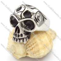 Big Black Stone Eyes Skull Rings in Stainless Steel Metal -r000468