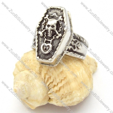 Stainless Steel Men's Punk Skull Coffin Rings -r000482