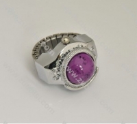 Silver Ring Watch with Purple Stone - PW000011-3