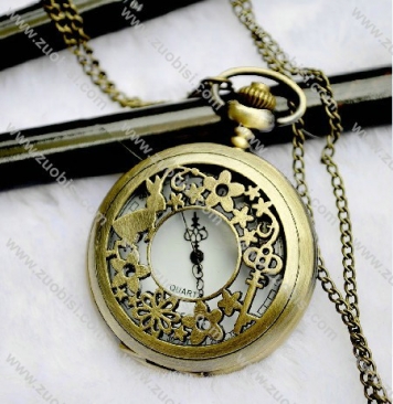 Vintage Brass Rabbit Pocket Watch Necklace - PW000044