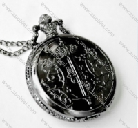 Black Gun Metal Quartz movement Pocket Watch Chain - PW000062