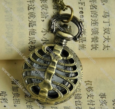 Vintage Brass Skeleton Cover cheap pocket watch - PW000078