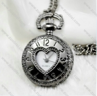 Shiny Black Gun Metal Heart Pocket Watch Chain - PW000083