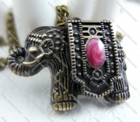 antique elephant pocket watch with pink enamel -PW000112