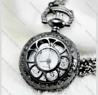 Gun Metal Black Sun Flower Pocket Watch -PW000146