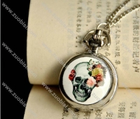 White Epoxy Skull Pocket Watch -PW000239