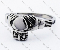 Two Hands Stainless Steel Crown Ring -JR010099