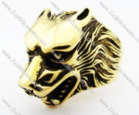 Gold Stainless Steel Wolf Ring for men -JR010178