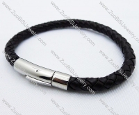 brown stainless steel leather bracelet - JB030060