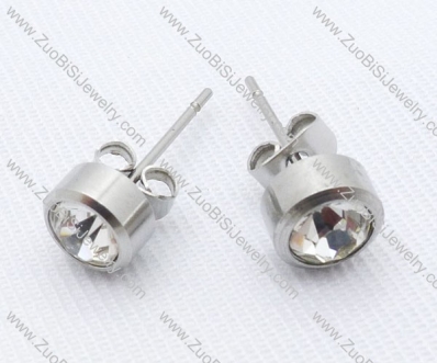 Roubnd shaped Zircon Stainless Steel earring - JE050003