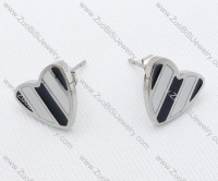 Epoxy Black and White Heart Stainless Steel earring - JE050020