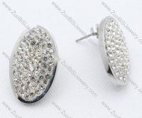 Zircon Oval Plate Stainless Steel earring - JE050033