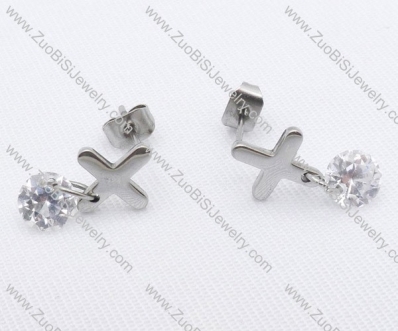 Cross Stainless Steel earring with a Clear Zircon - JE050046