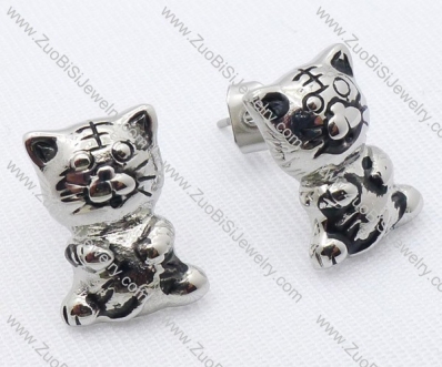 Stainless Steel Tiger Earring - JE050061