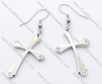 Cross Stainless Steel earring with 3 Rhinestones - JE050106