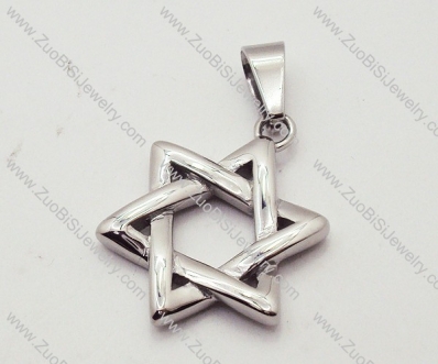 shiny stainless steel small hexagram pendant - JP090137