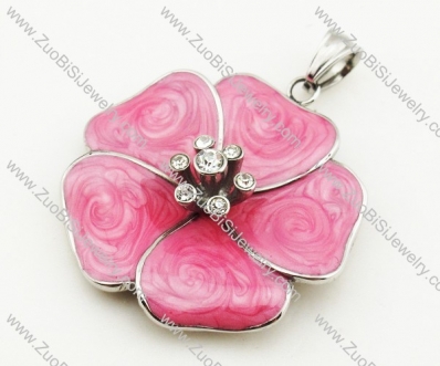 Stainless Steel Fresh Pink Enamel pendant - JP090325