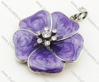 Stainless Steel Royal Purple Enamel Flower pendant - JP090326