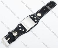 Shiny Stainless Steel Leather Bracelet -JB140047