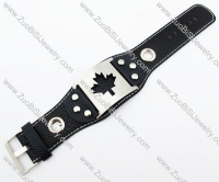 Stainless Steel Maple Leaf Leather Bracelet -JB140049