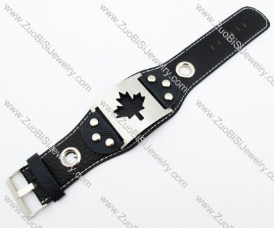 Stainless Steel Maple Leaf Leather Bracelet -JB140049